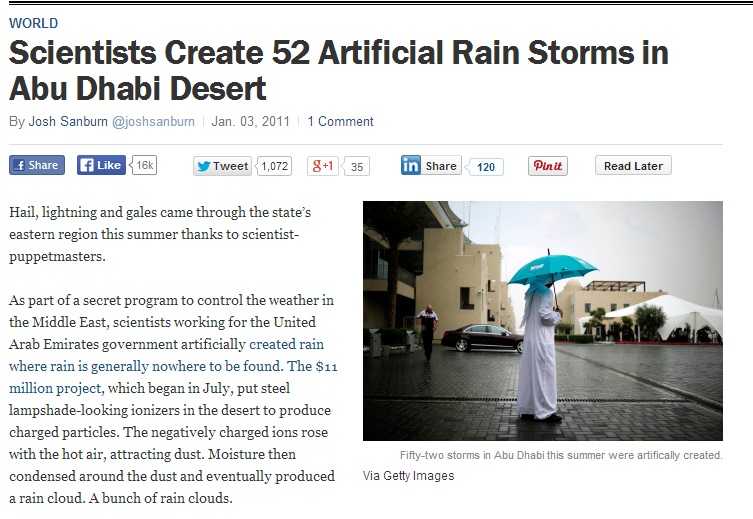 Scientists Create 52 Artificial Rain Storms in Abu Dhabi Desert
